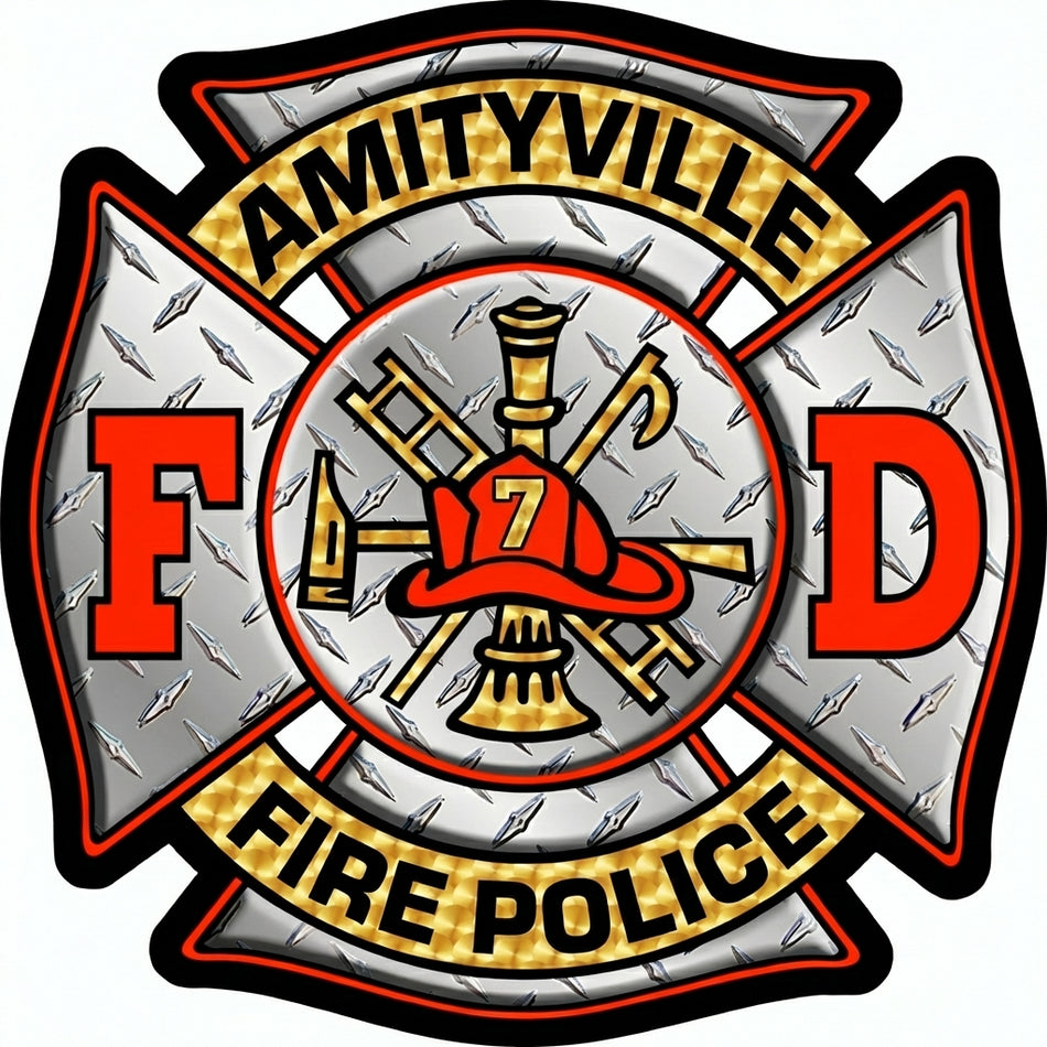 Amityville Fire Police Window or Helmet Decal Powercall