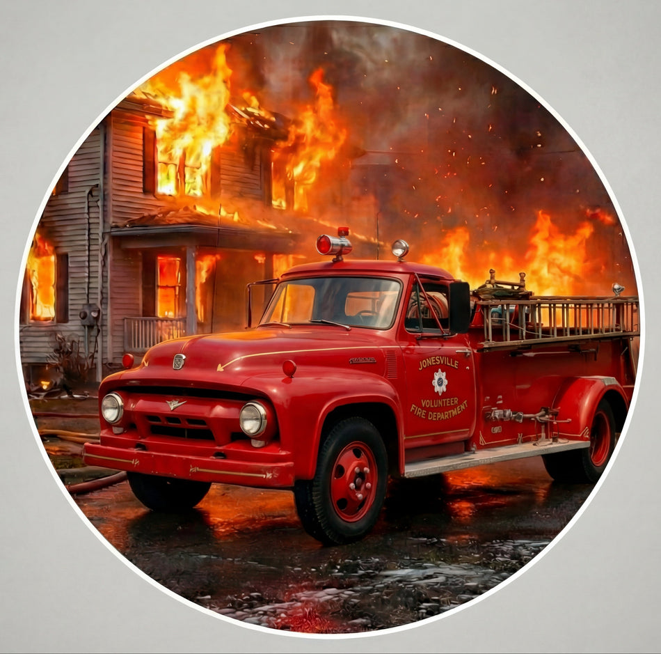 Ford F100 House Firetruck Window/Helmet Decal or MAGNET Tiktok