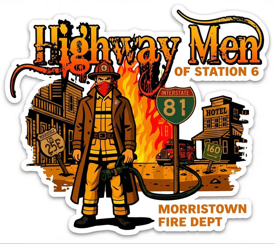 Highway Men of Station 6 Helmet Window/Helmet Decal or MAGNET