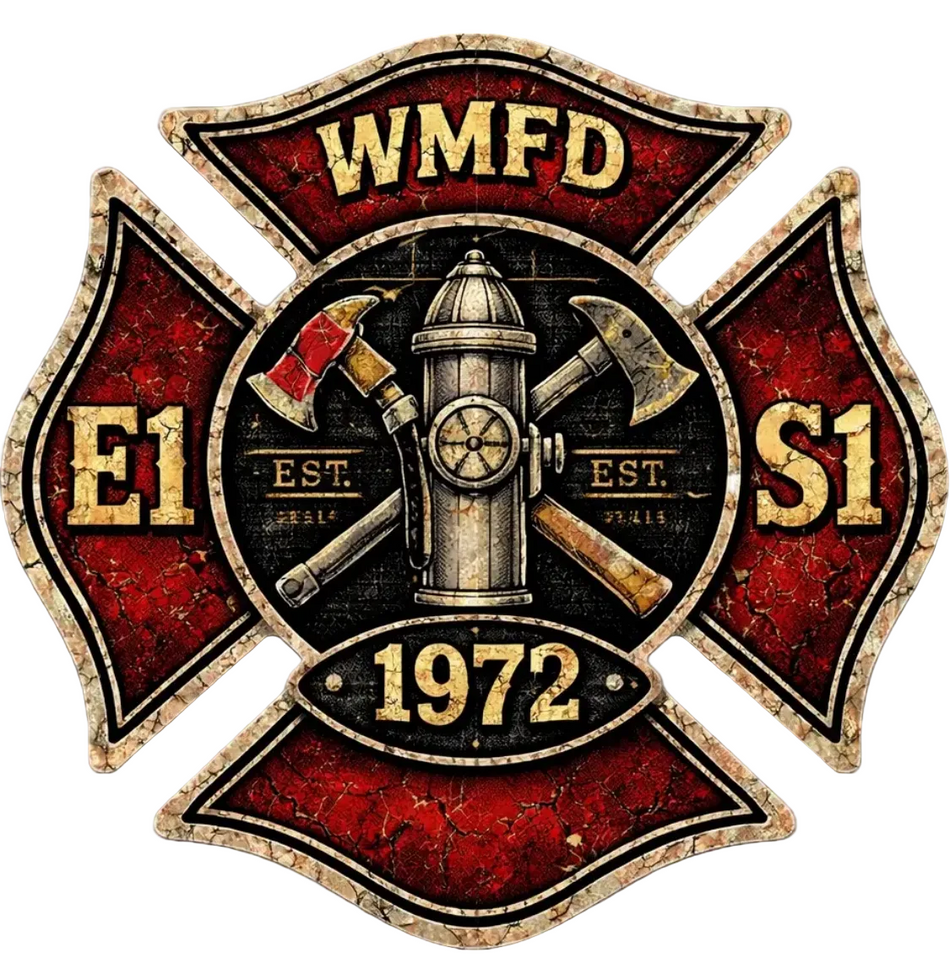 WMFD Maltese Cross Customer Window or Helmet Decal Powercall