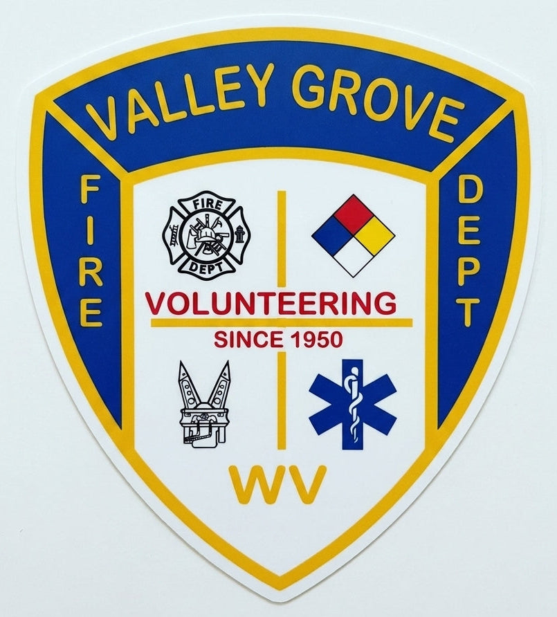 Valley Grove Fire Dept. Customer window/Hardhat Decal