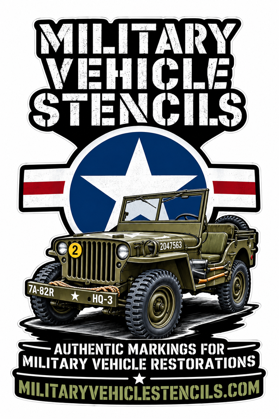 Military Vehicle Stencils PREMIUM Customer Window or Helmet Decal (sqd.1)