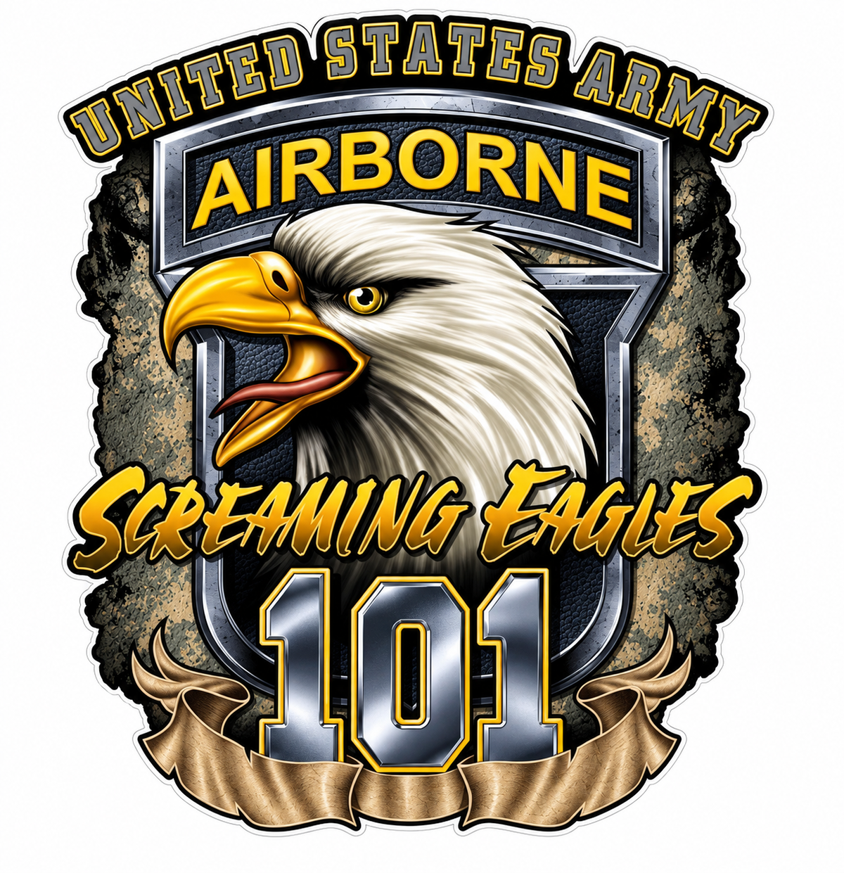 Airborne Screaming Eagles PREMIUM Customer Window or Helmet Decal (sqd.1)
