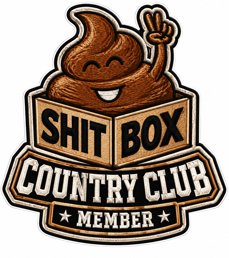 Shit box country club PREMIUM Customer Window or Helmet Decal (sqd.1)