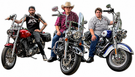 3 Guys on their bikes PREMIUM Customer Window or Helmet Decal (rct.1)
