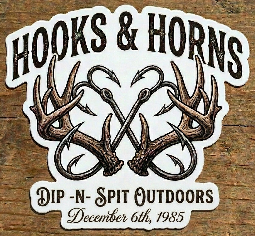 Hooks and Horns Helmet Window/Helmet Decal or MAGNET