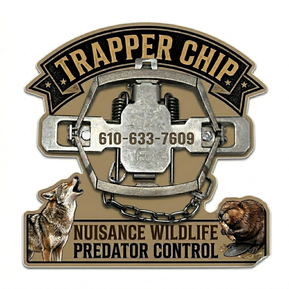 Trapper Chip Predator Control Window/Helmet Decal or MAGNET