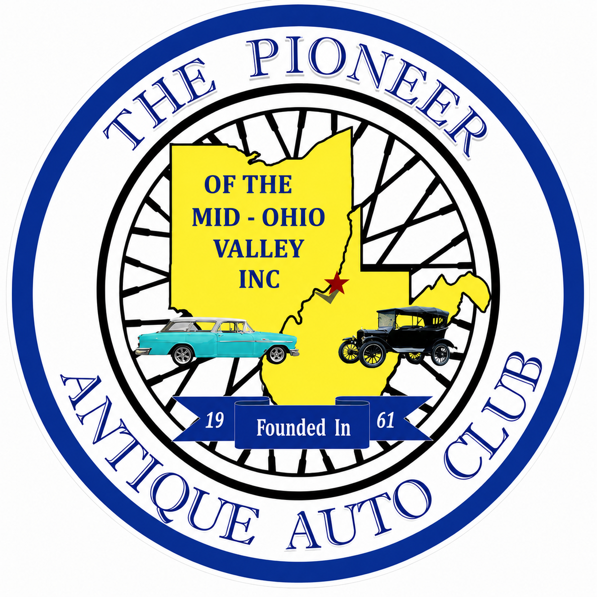 The Pioneer Antique Auto Club Customer Window or Helmet Decal economy non-reflective decal