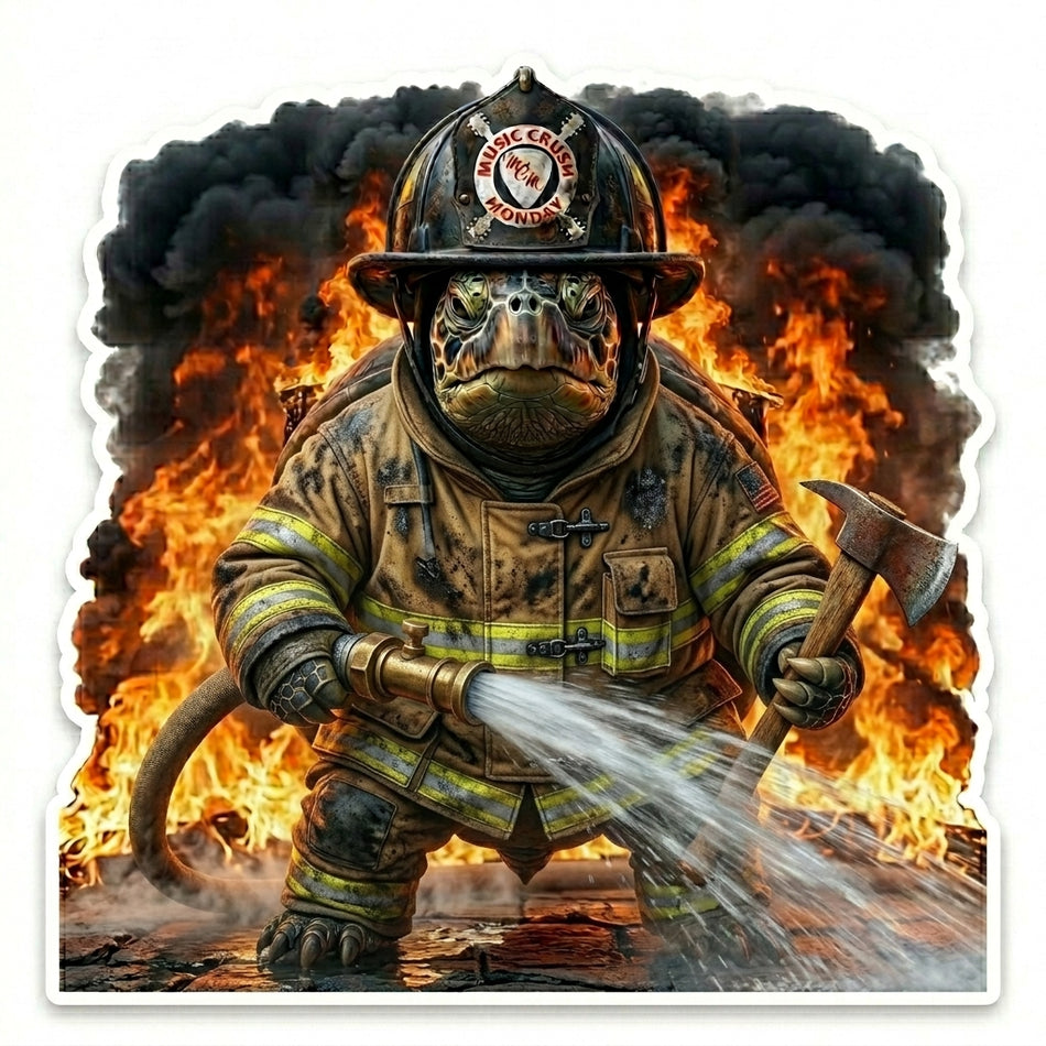 Turtle Firefighter Music Crush Helmet Window/Helmet Decal or MAGNET