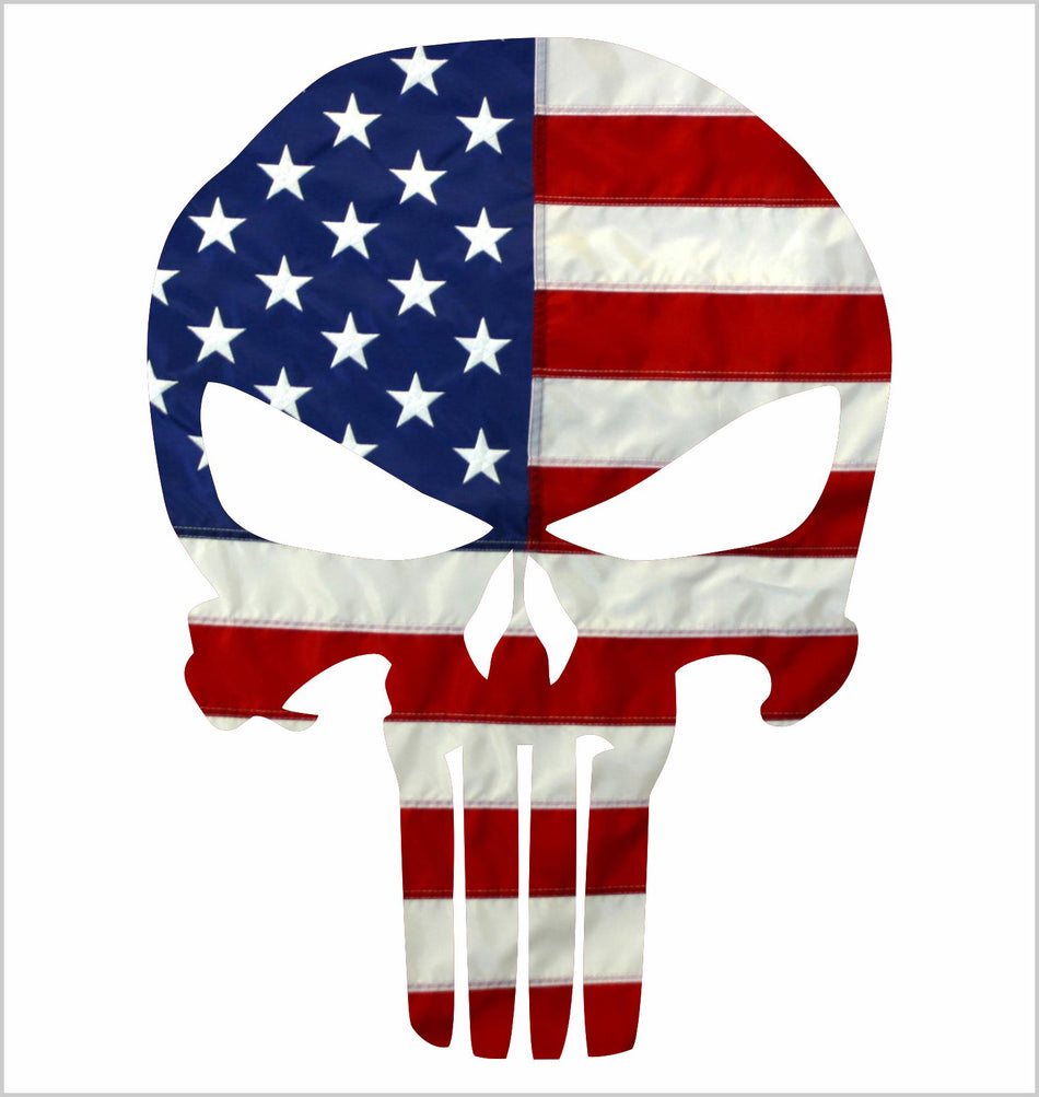 Punisher Skull USA Real Flag Style window decal