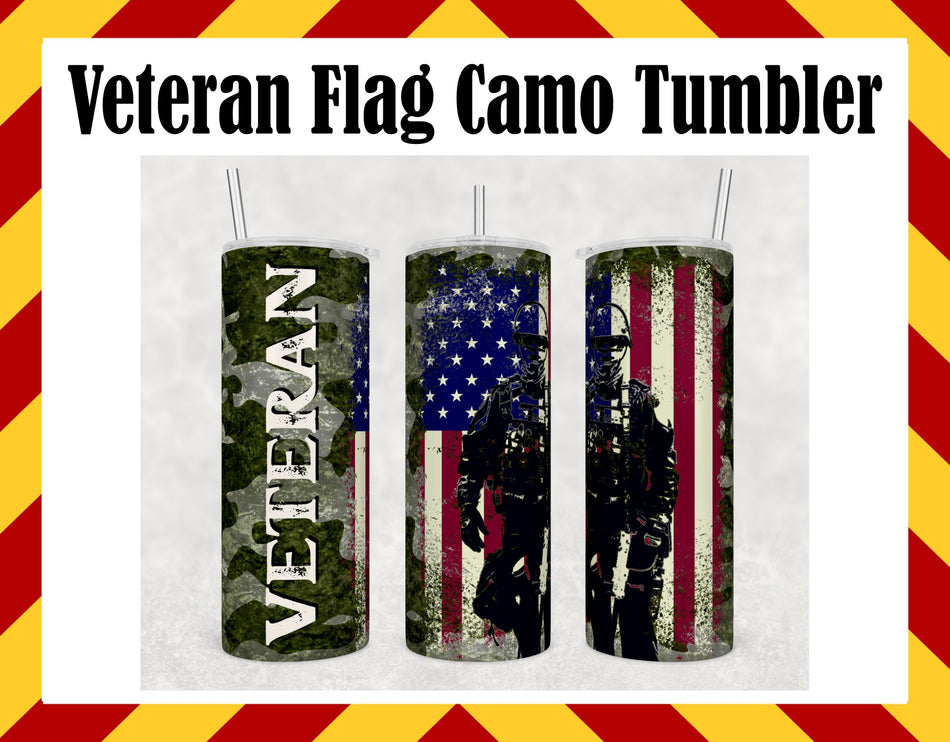 Veteran Camo Flags Sublimated Tumbler