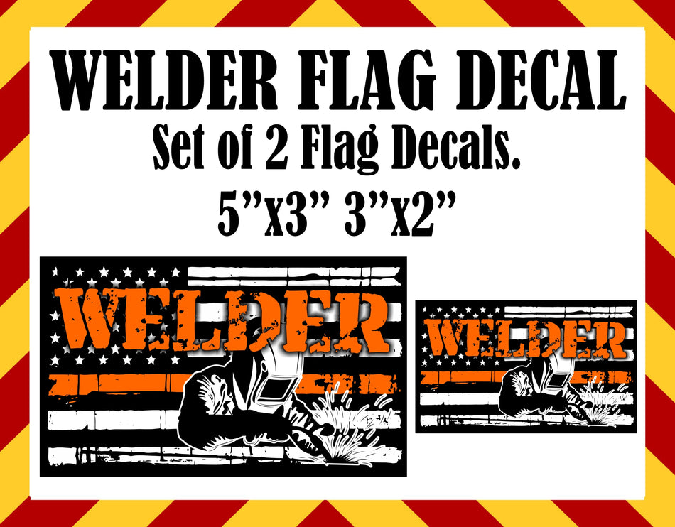 Welder USA Flag Set of 2 Flag Decals