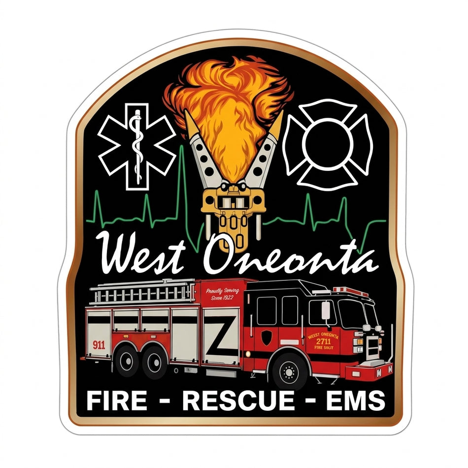 West Oneonta Fire Dept Window/Helmet Decal or MAGNET (sqd.1)