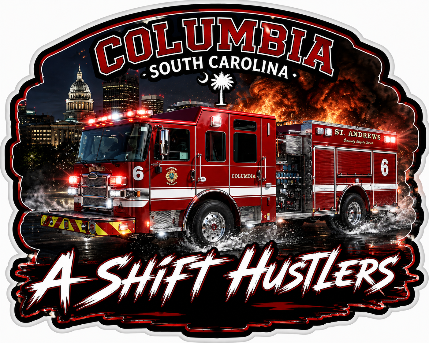 Columbia A Shift Hustlers Custom Window or Helmet Decal economy bulk decal