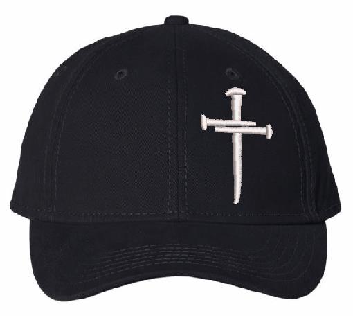 Christian Hats for Men Women 3 Nail Cross Embroidered AH30 Adjustable Black Hat USA Cross Decal