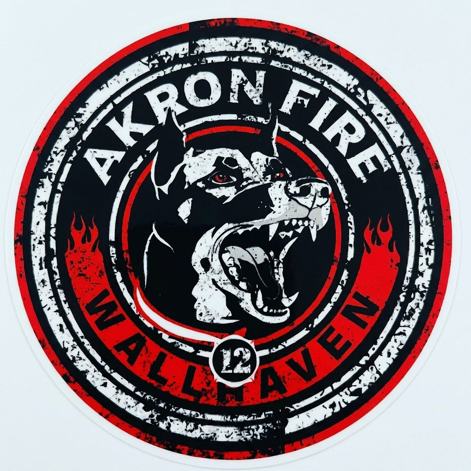 Akron Fire Dog Window/Helmet Decal or MAGNET (sqd.1)