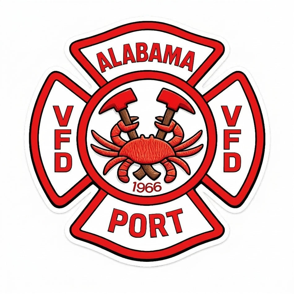 Alabama Port Vol. Fire Dept Window/Helmet Decal or MAGNET (sqd.1)