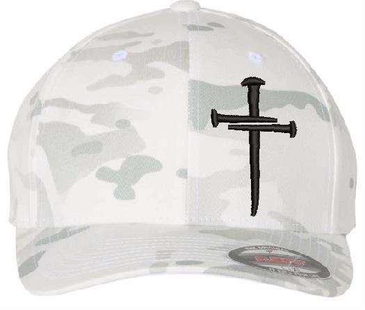 Christian Cross 3 Nail Jesus Cross Hat Fitted Flex Multicam Alpine Design Hat