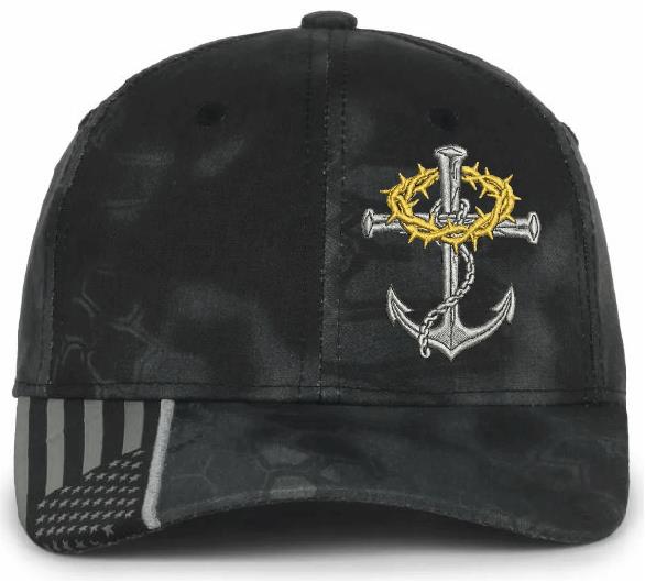 Christian Anchored Crown of Thorns Embroidered Adjustable Hat for Men and Women