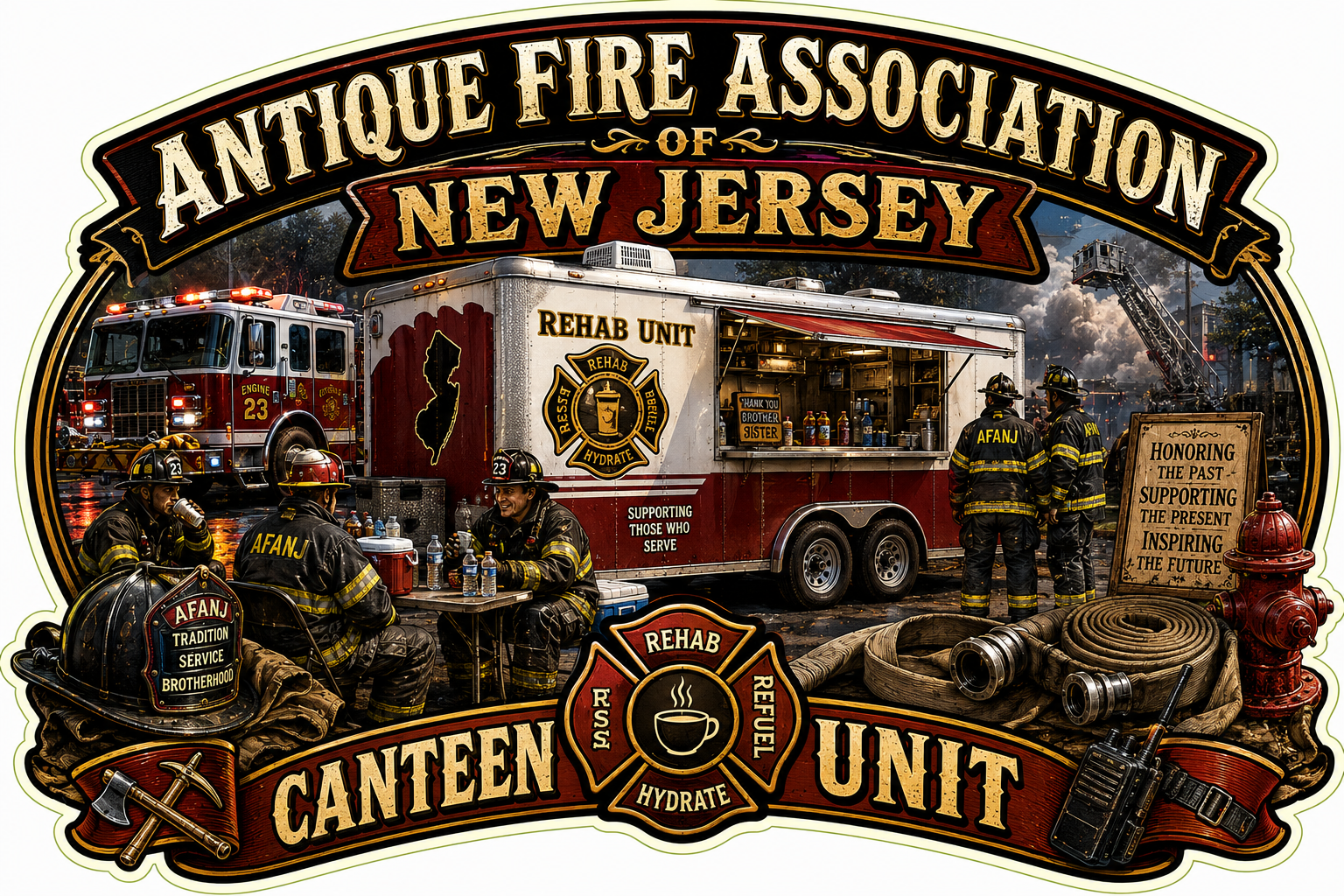 Antique Fire Assoc. of New Jersey Custom Window or Helmet Decal economy bulk decal