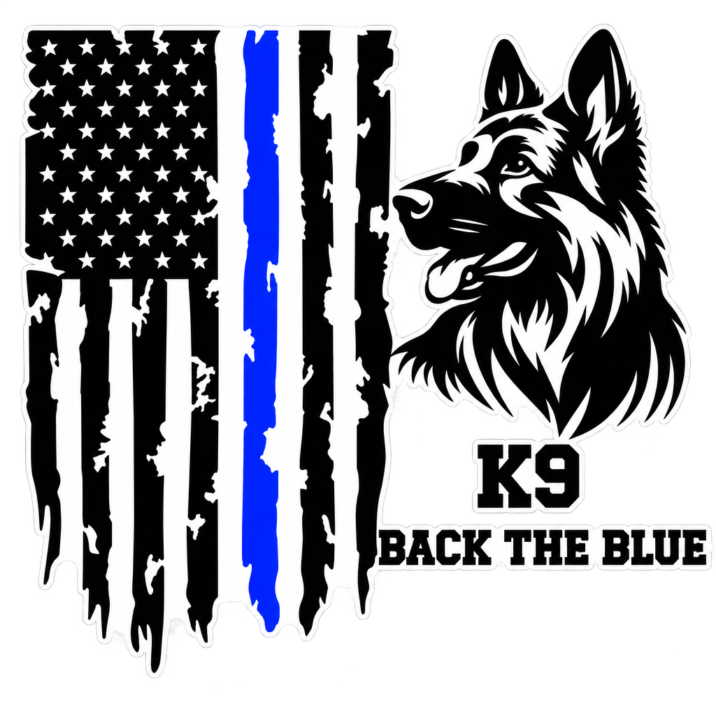 K9 Back The Blue American Flag with German Shepherd