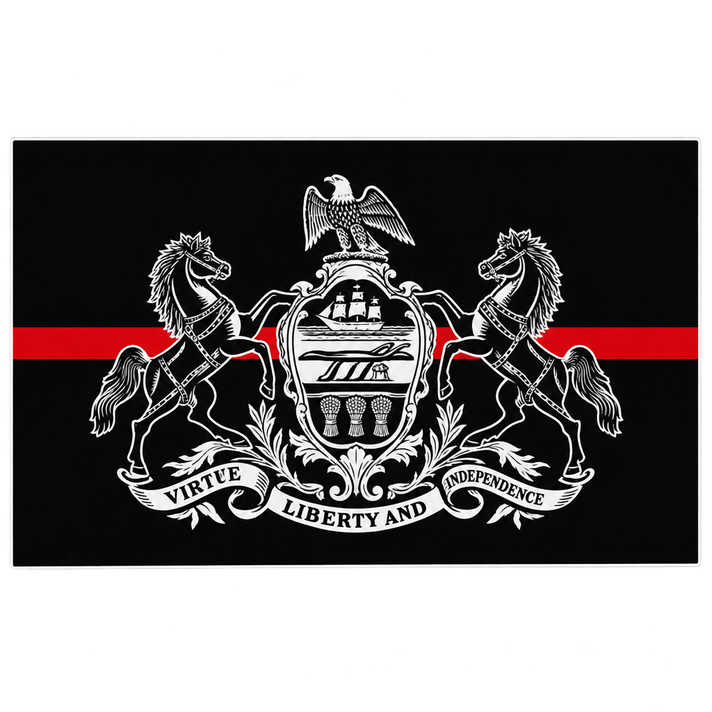 Pennsylvania State Flag Blacked Out Thin Red Line
