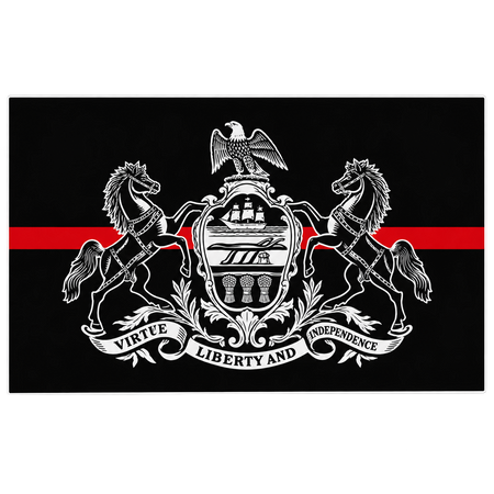 Pennsylvania State Flag Blacked Out Thin Red Line