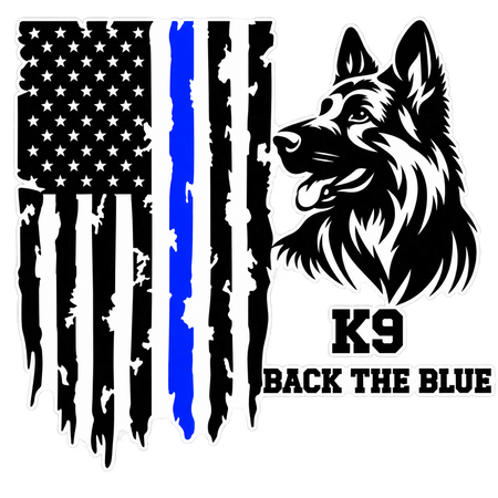 K9 Back The Blue American Flag with German Shepherd