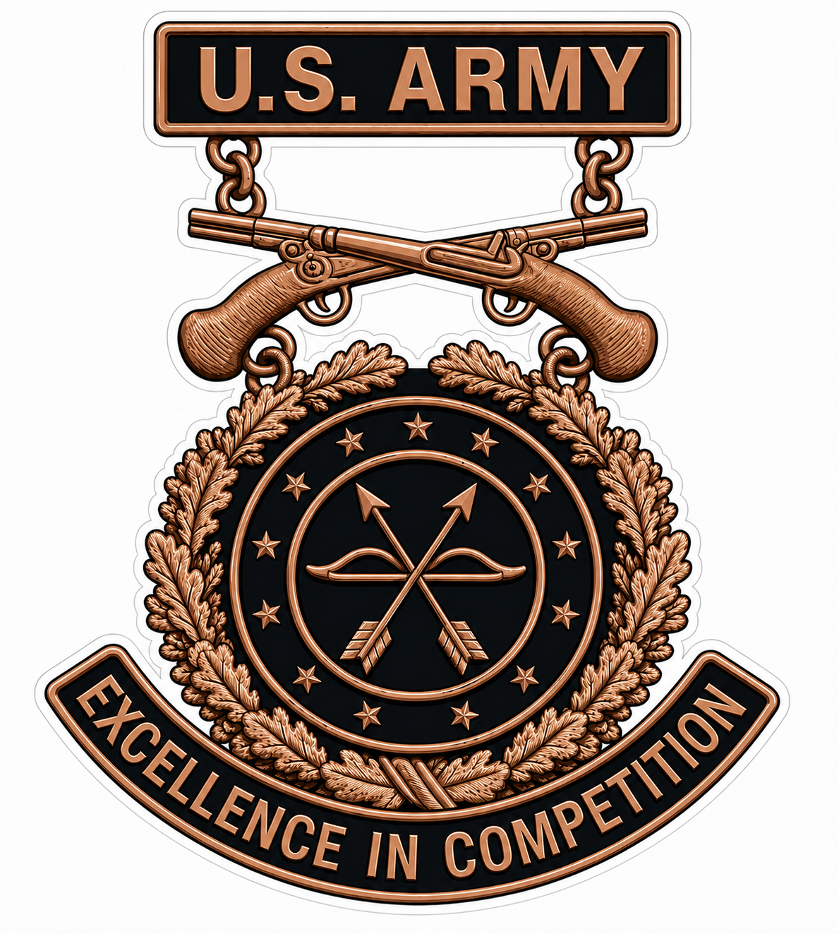 US Army Excellence Bronze Competition Customer Window or Helmet Decal economy non-reflective decal