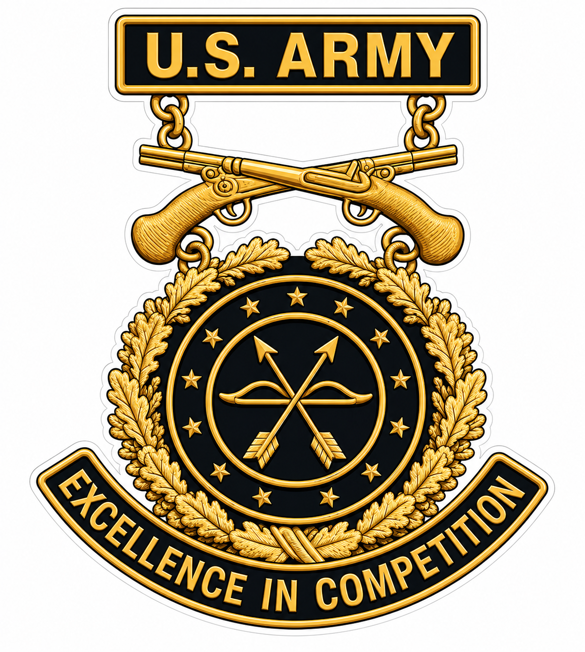 US Army Excellence Competition Customer Window or Helmet Decal economy non-reflective decal