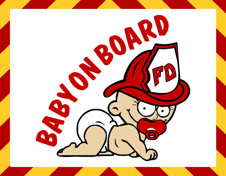Window Decal - Baby on Board Firefighter Decal
