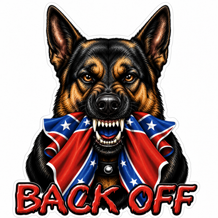 Back Off Dog Flag Customer Window or Helmet Decal economy non-reflective decal
