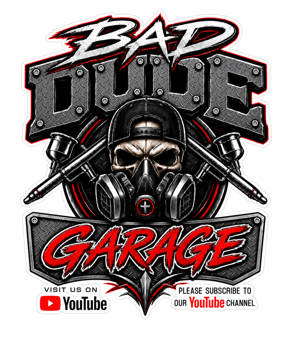 Bad Dude Garage Customer Window or Helmet Decal (sqd.1)