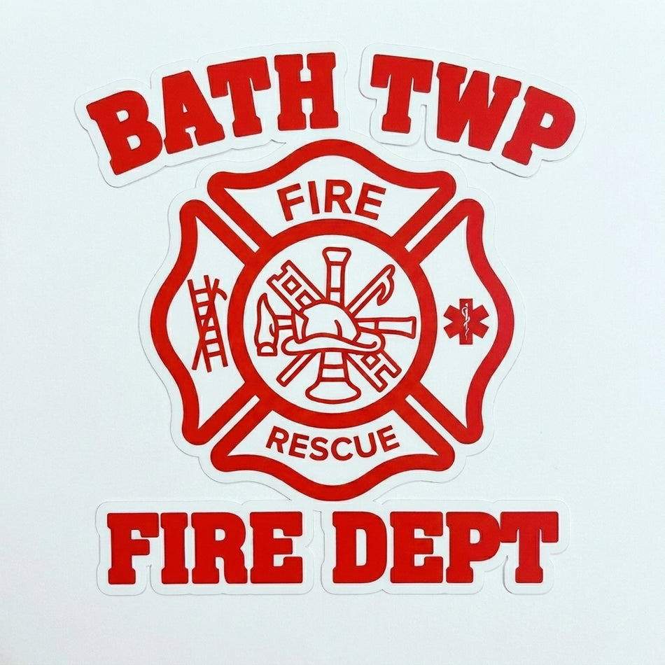 Bath Fire Department Maltese Window/Helmet Decal or MAGNET