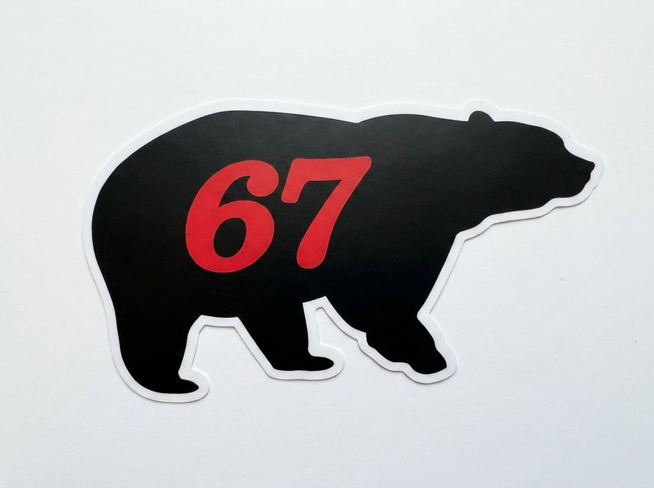 Bear with 67 Window or Helmet Decal (rctd.1)