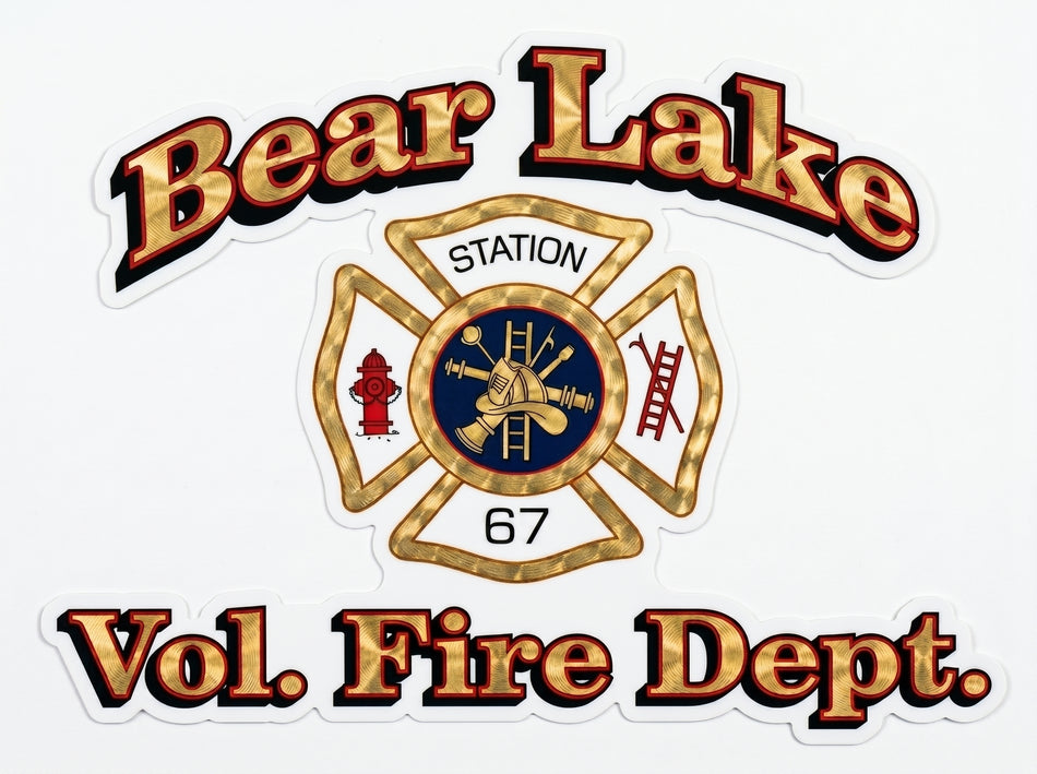 Bear Lake Vol. Fire Dept. Window or Helmet Decal (rctd.1)