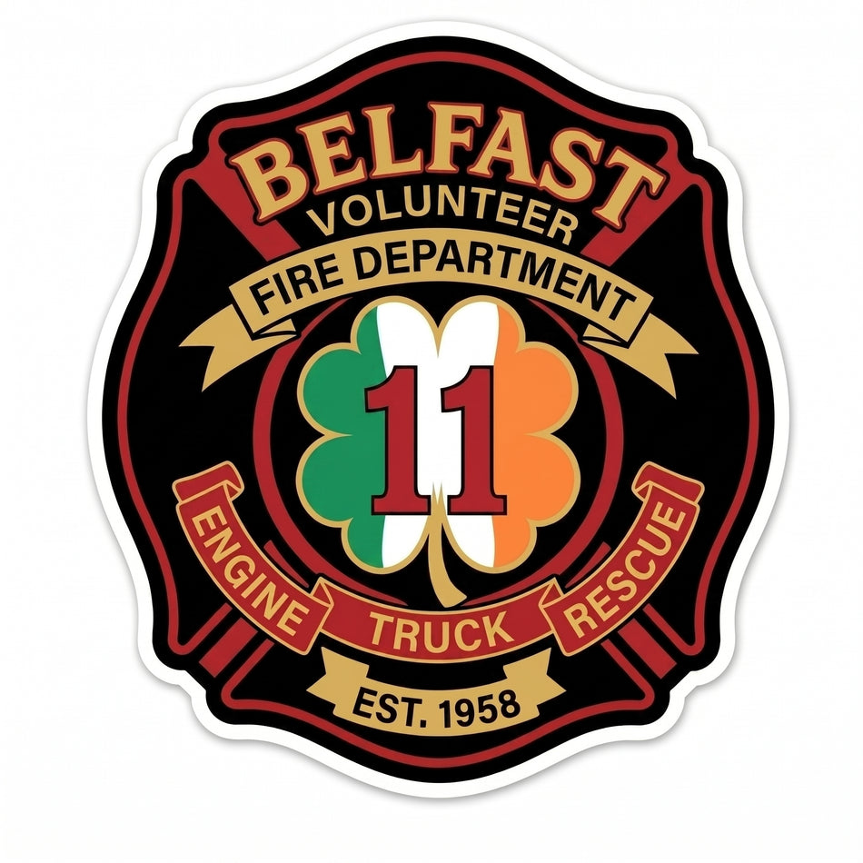 Belfast Volunteer Fire Window/Helmet Decal or MAGNET (sqd.1)
