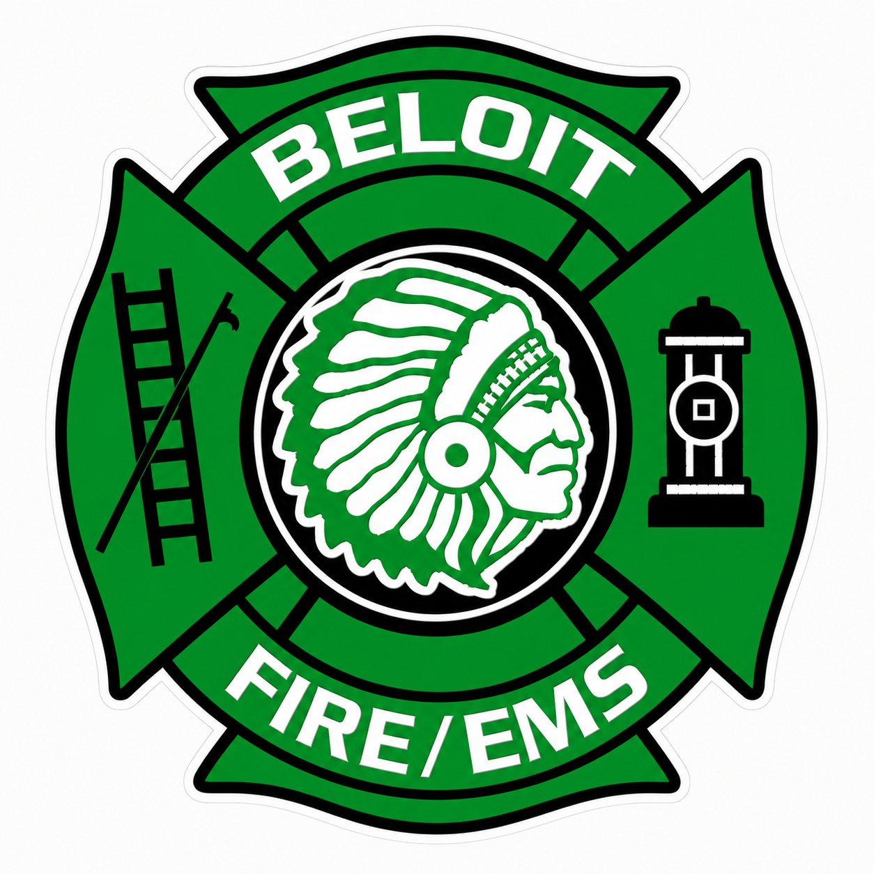 Beloit Fire EMS Maltese Customer Window or Helmet Decal economy non-reflective decal
