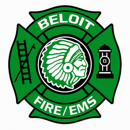 Beloit Fire EMS Maltese Customer Window or Helmet Decal economy non-reflective decal