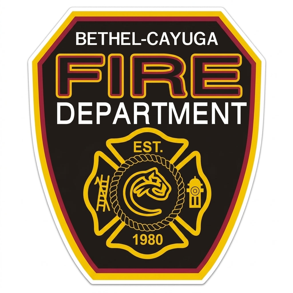 Fire Bethel Cayuga Customer Decal or Magnet economy non-reflective decal