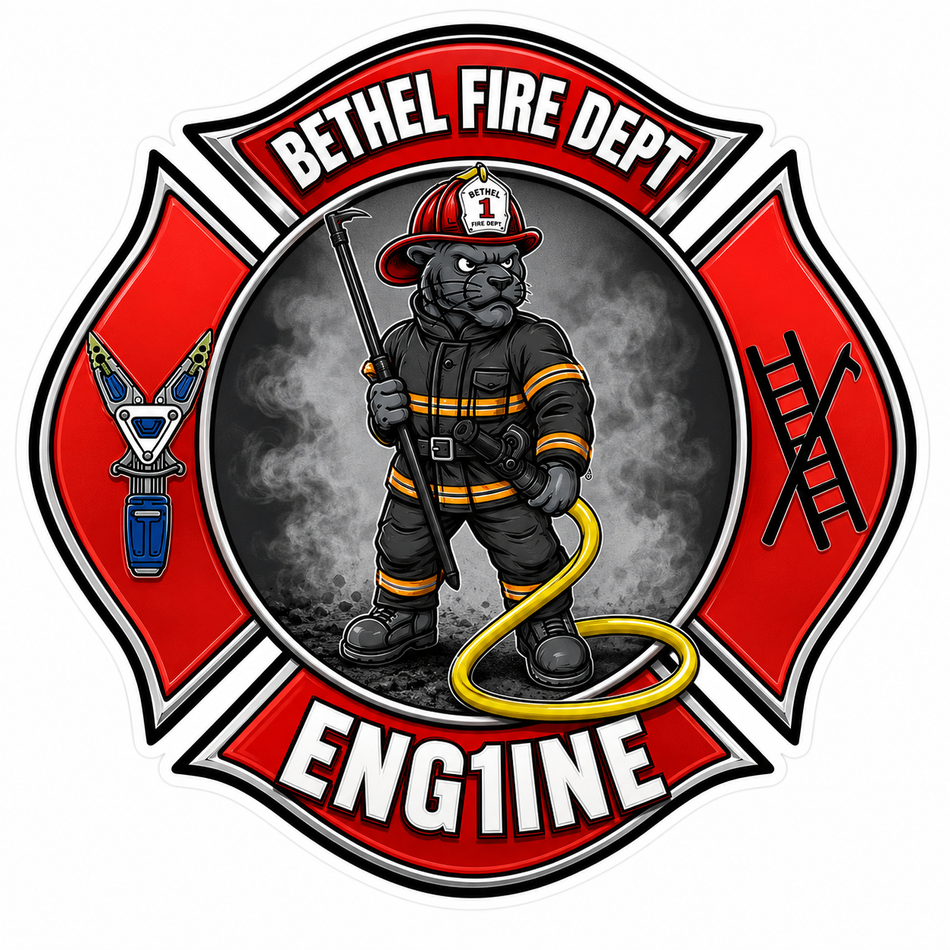 Bethel Fire Dept. Maltese Customer Decal – Economy Bulk Decals sqd.1