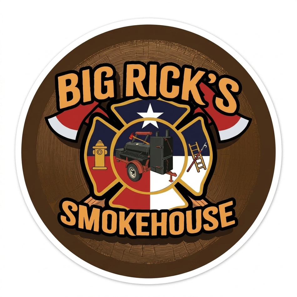 Big Ricks Smokehouse Window/Helmet Decal or MAGNET (sqd.1)