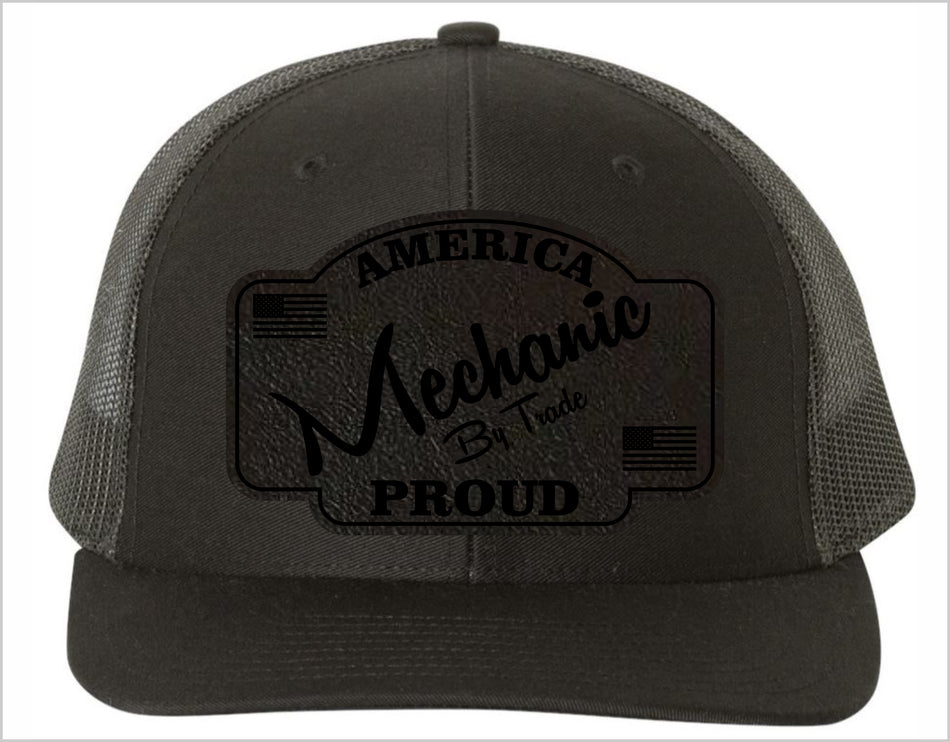 MECHANIC Blackout Leather Badge America Proud Hat