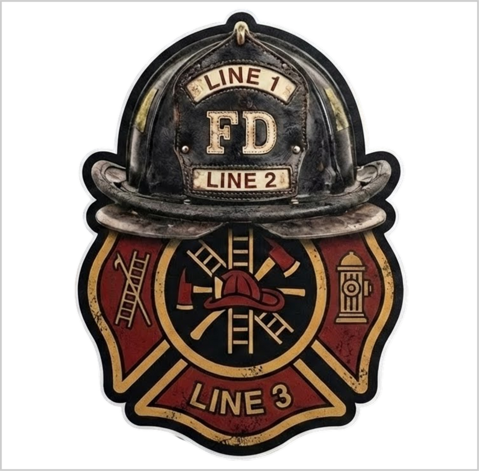 Firefighter Maltese Cross Helmet Custom Made Helmet or Window Decal - FULLY CUSTOMIZABLE