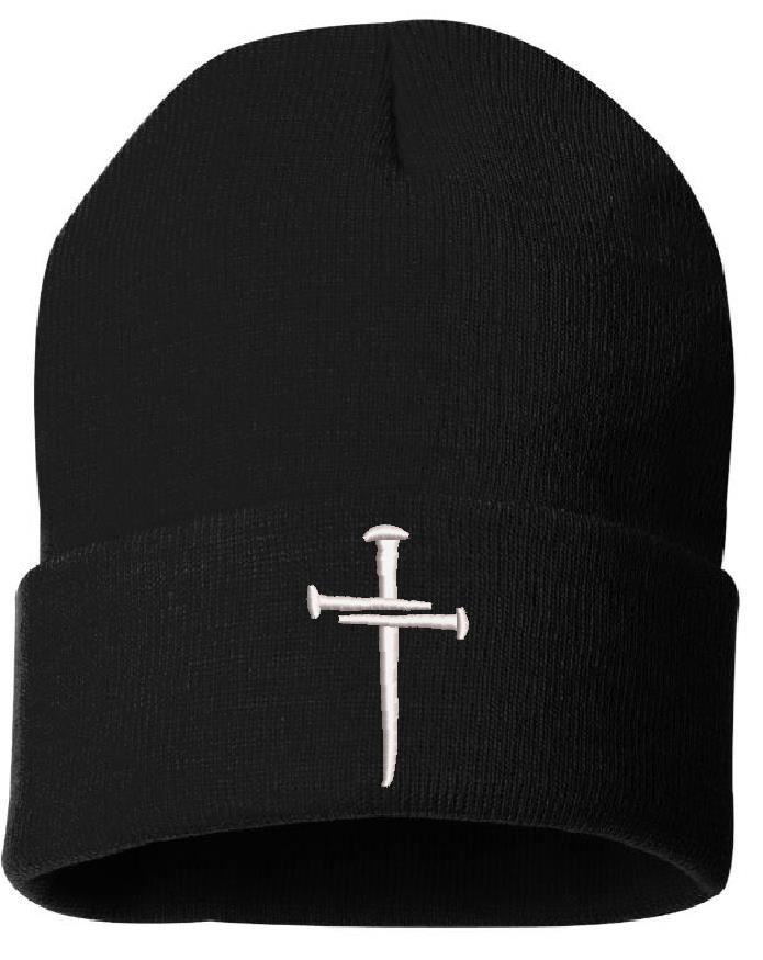 Christian Cross 3 Nail Cross Embroidered Winter Hat 30 Color Choices