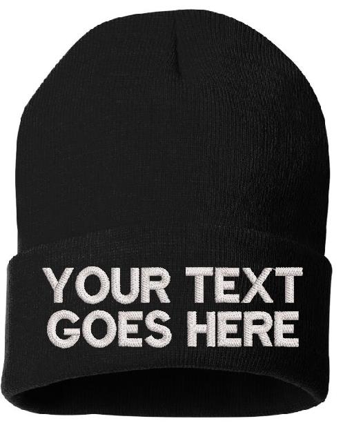 Custom Winter Embroidered Hat with your text and choice of color embroidery