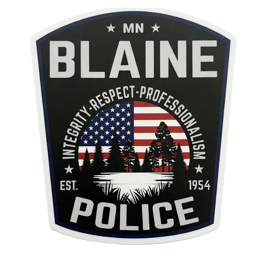 Blaine Police Badge Window/Helmet Decal or MAGNET (sqd.1)