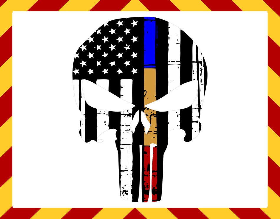 Window Decal - Blue Gold Red Skull Window Decal
