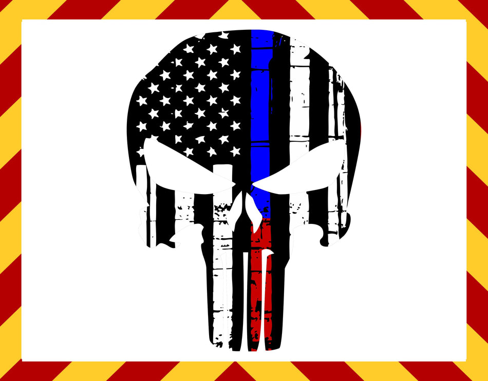 Window Decal - Police Fire Skull Window Decal