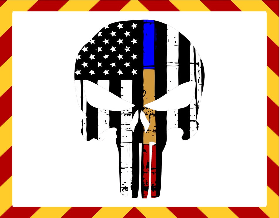 Window Decal - Police Fire Dispatch Skull Decal